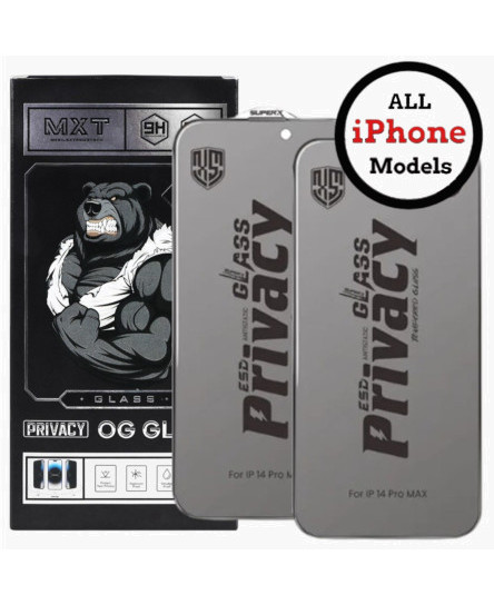 MXT Premium Privacy Screen Protector for iPhone 16 15 14 13 12 11 Plus Pro Max