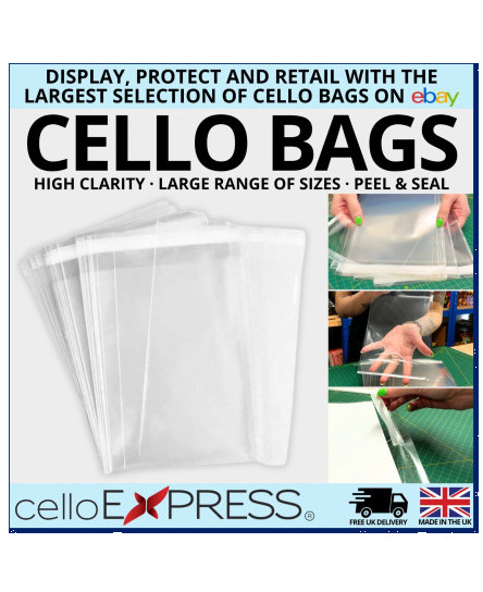 Clear Cello Card Bags Self Seal - Cellophane Display Bag for Cards & Photos - UK