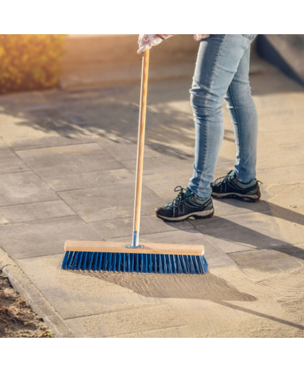 Stiff Garden Broom Head and Handle Heavy Duty Large Outdoor Sweeping Yard Brush