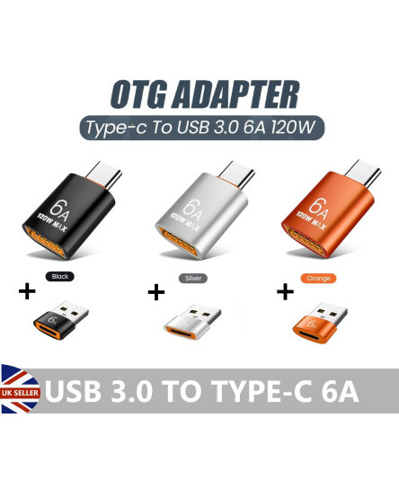 6A USB OTG Adapter USB 3.0 A Male To Type C Female Converter Fast Charger 120W