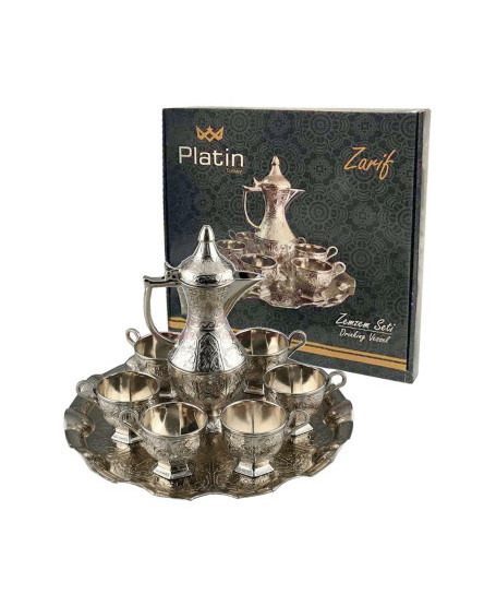 Turkish Zamzam set 6 people & tray silver coluor ideal decoration gift RRP £50