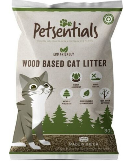 Petsentials Woodbased Absorbent Cat Litter Wood Based Eco Friendly Pellets 30L