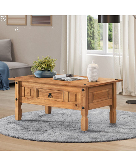 Corona Coffee Table Mexican Solid Pine 1 Drawer Livingroom by Mercers Furniture®