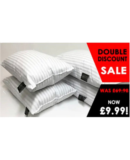 Hotel Quality Egyptian Stripe Pillows Luxury Soft Hollowfibre Filled - 2 Pack