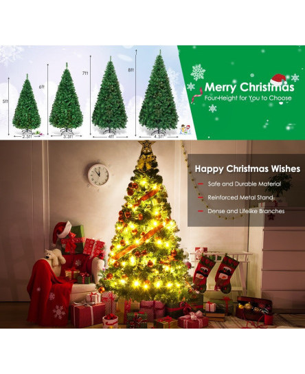 Christmas Tree With Lights 4/5/6/7ft Deluxe With USB LED Remote and Stand XMAS