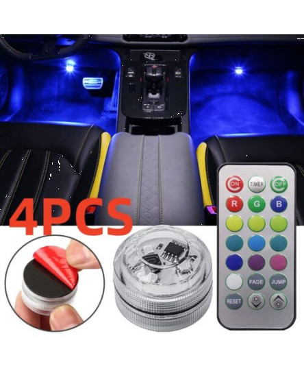4XMulticolor LED Light Car Accessories Atmosphere Lights Lamp&Remote Control Kit