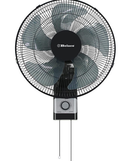 Belaco Wall Fan 16 Inch Wall Mounted 3 Speed Mode Oscillation - silver / Black