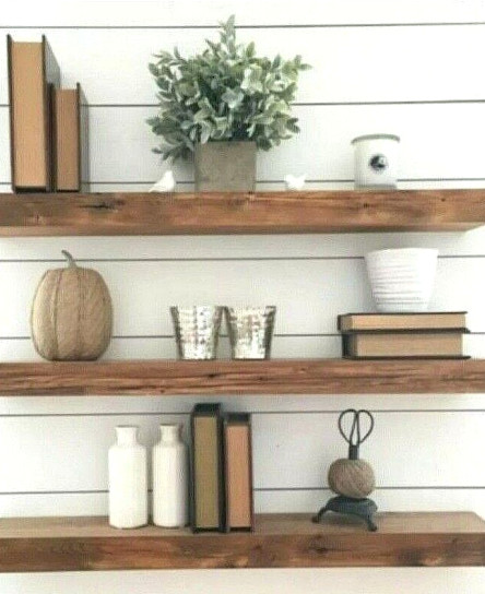 Rustic Floating Wooden Shelf Handmade| Brackets 
