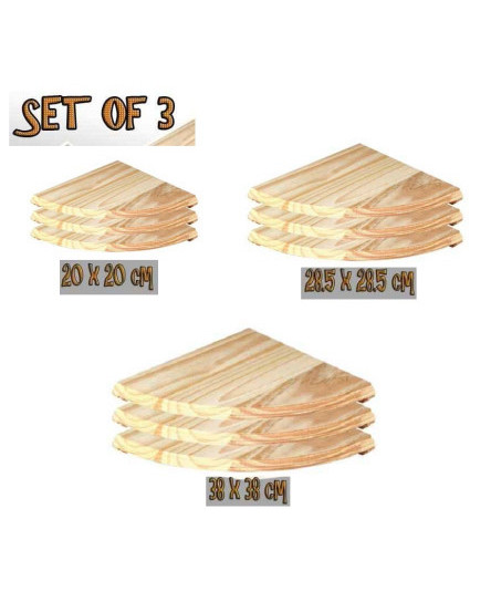 Set Of 3 Natural Wood Corner Shelves / Shelf / Pine Shelf / Floating Shelf 3SIZE