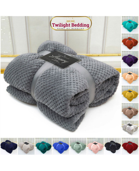 Luxury Popcorn Throws Double & King Size Cuddly Cosy Warm Blanket For Sofa & Bed