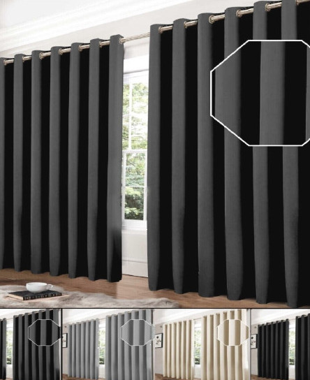 Thermal Thick Blackout Curtains Ready Made Eyelet Ring Top Curtain Pair Tiebacks
