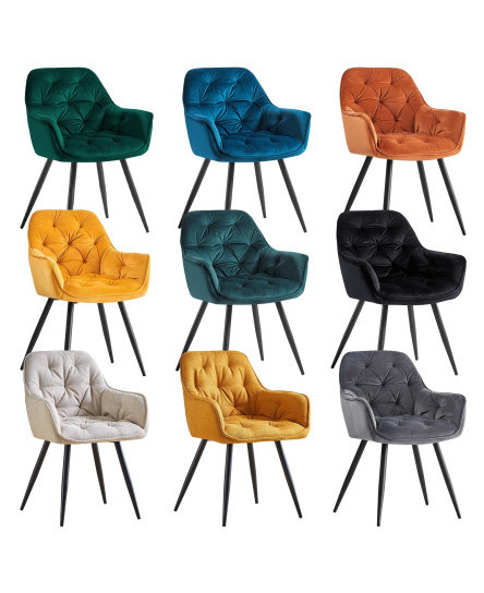 1/2X Dining Chairs Velvet Padded Seat Metal Legs Kitchen Chair Home Office Set