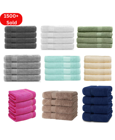 4X Bath Towels 100% Premium Cotton Soft Towel 500 GSM Hotel Bathroom Four Piece