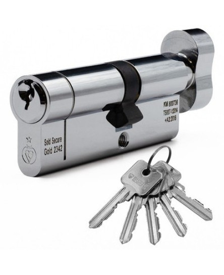 Euro Cylinder Door Lock Thumb Turn TS007 1 Star Anti-Snap Chrome 5 Keys