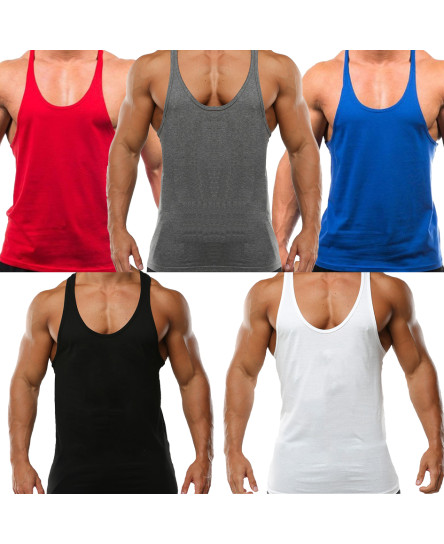 Mens Gym Vest Racerback Bodybuilding Muscle Stringer Tank Top Bodybuilding Vest