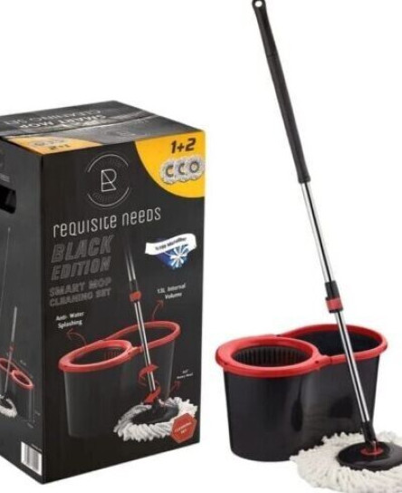 360° MOP BUCKET SET FLOOR MAGIC SPIN DRY MOP BUCKET SET WITH 3 MICROFIBER HEADS