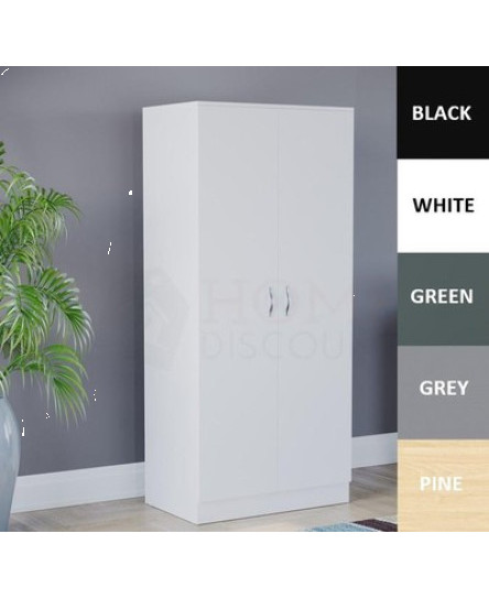 2 Door Wardrobe Wooden Bedroom Storage Furniture Cupboard Hanging Rail Clothes