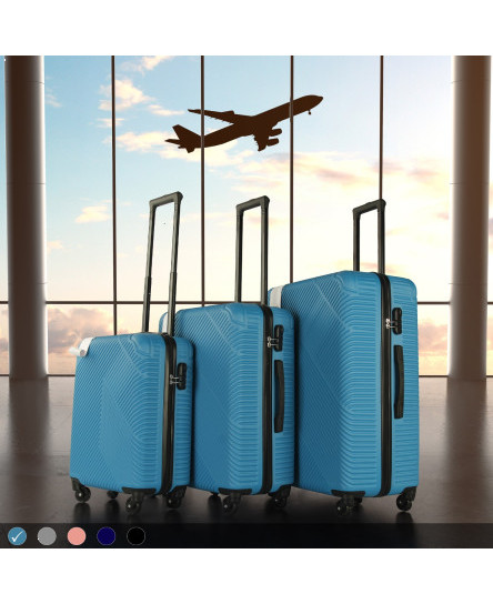 Neo Luggage Suitcase Set 3 Piece Hard Shell ABS Expandable Handle Inbuilt Lock