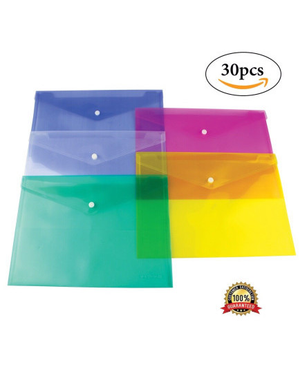 A4 Plastic wallets Stud Document Wallet Files Folders Filing School Office