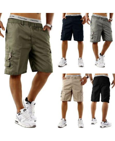 Mens Cargo Shorts Elasticated Summer Casual Cotton Combat Pants M L XL 2XL 3XL