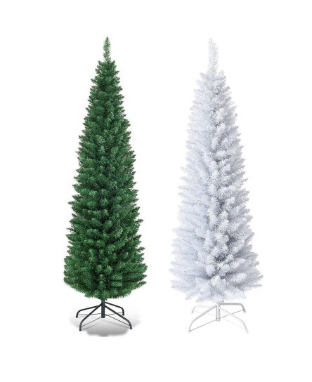 Slim Christmas Pencil Tree Pine Artificial Bushy XMAS Decoration 4FT 5FT 6FT 7FT