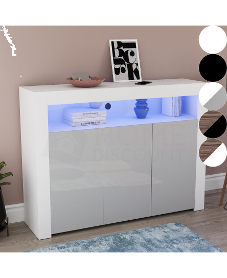 LED Sideboard High Gloss Buffet Cupboard Display Cabinet TV Unit Stand 2 3 Doors